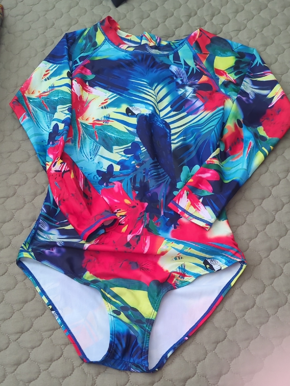 Colorful Tropical Long Sleeve One-Piece Swimsuit